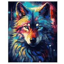 Яркий разноцветный волк