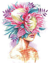 Без бренда «Портрет девушка с оригинальными цветами на голове» в Волжском