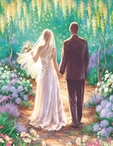 Новобрачные в прекрасном саду