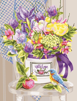 Букетик цветов и синичка