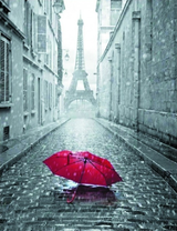 Красный зонт на фоне Эйфелевой башне