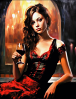 Без бренда «Обворожительная брюнетка с бокалом красного вина» в Волжском в интернет-магазине  Без бренда «Обворожительная брюнетка с бокалом красного вина» в Волжском