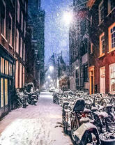 Метель в ночном городе