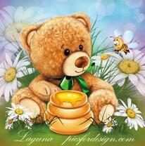 Мишка с мёдом в ромашках